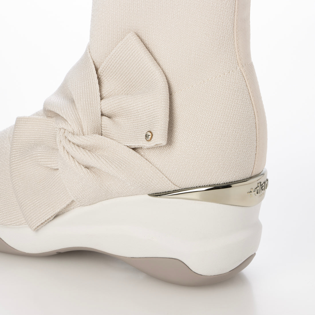 プラスダイアナ +diana 【撥水加工】ニットショートブーツ (アイボリー生地) アイボリー生地