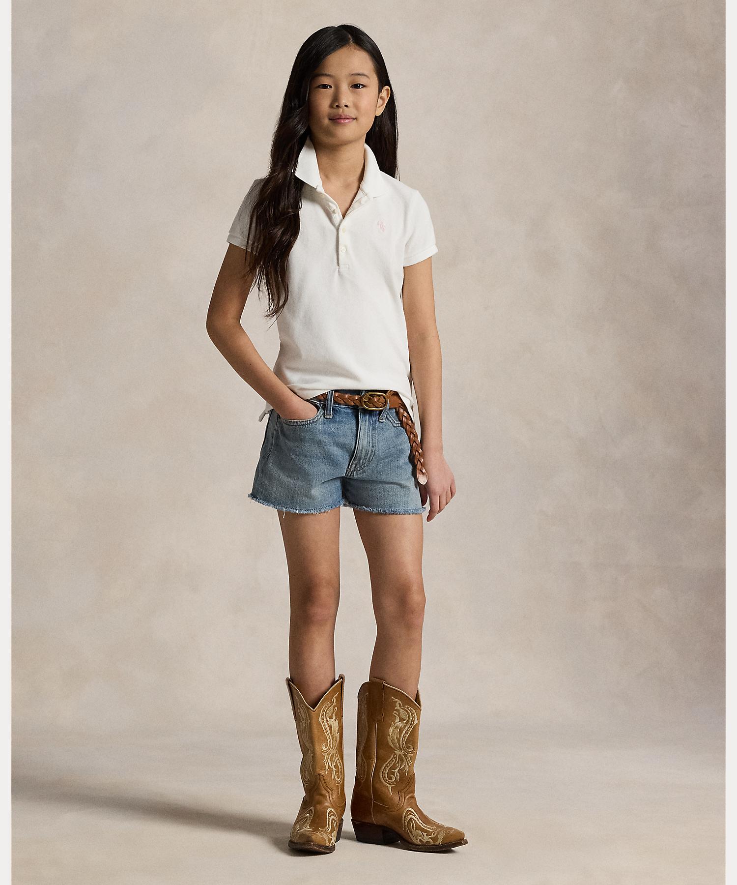 ポロ ラルフ ローレン POLO RALPH LAUREN (ガールズ 7才~16才)コットン ポロシャツ (100ホワイト) 100ホワイト
