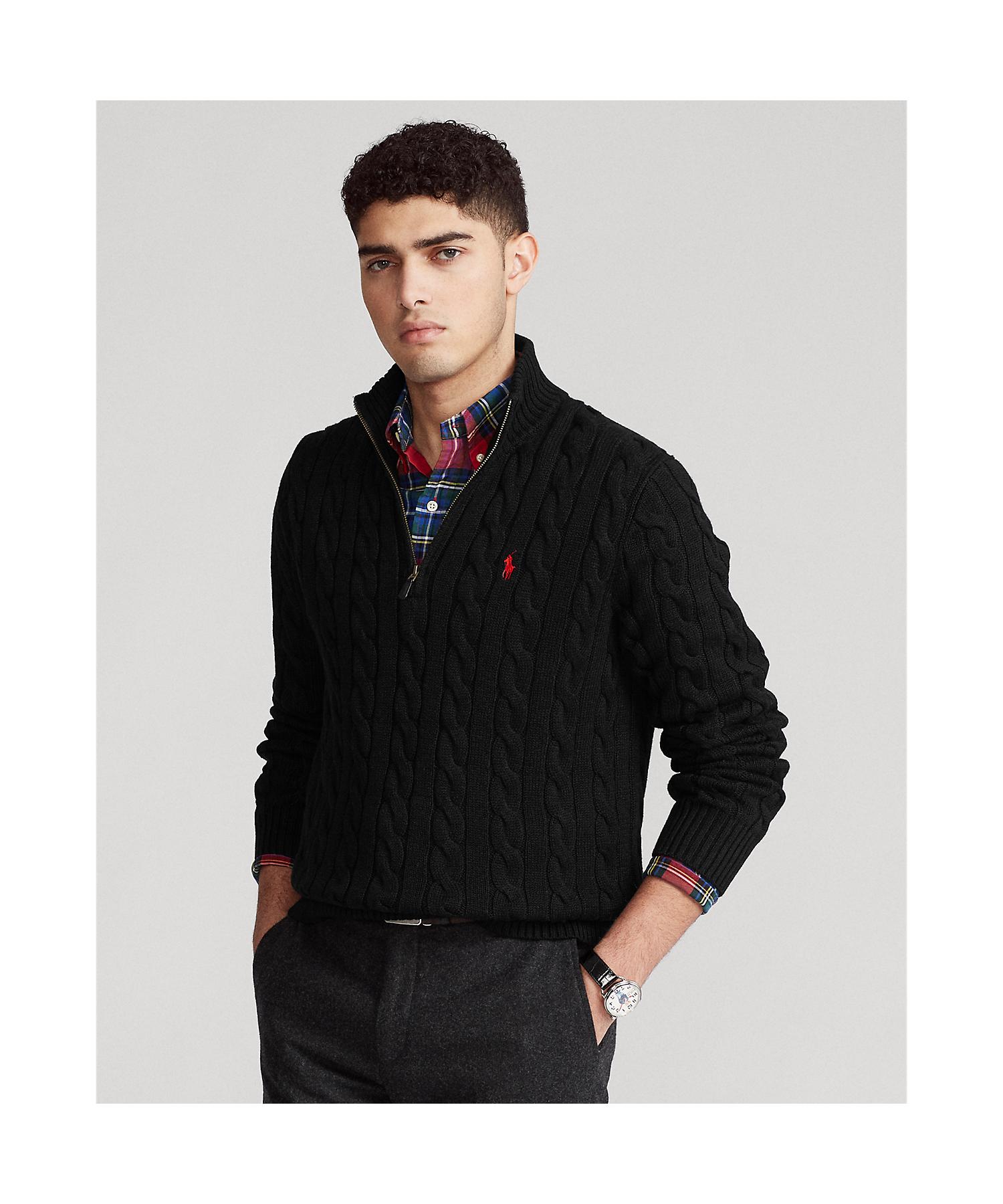Polo Ralph Lauren Cable Knit cotton Quarter Zip Sweater