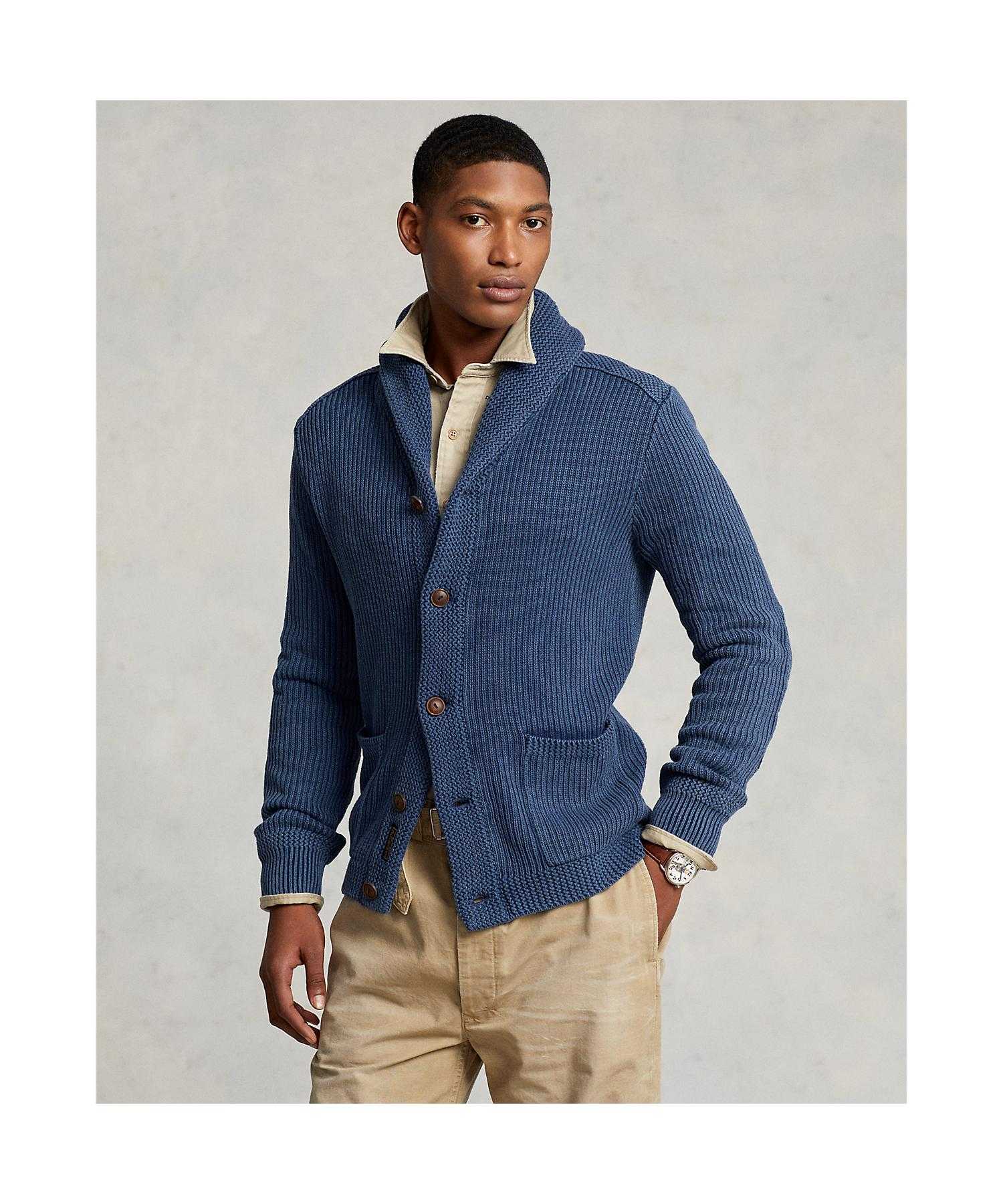 ポロ ラルフ ローレン POLO RALPH LAUREN コットン ショールカラー カーディガン (410ネイビー) 410ネイビー