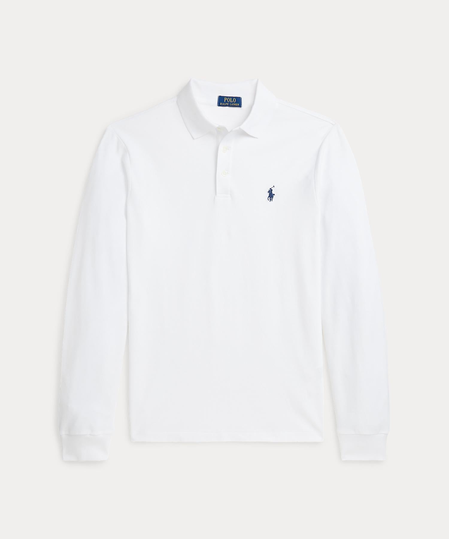 POLO RALPH LAUREN ホワイトポロシャツ スリムフィット　XS 新品】ラルフ・ローレン ポロシャツ XS 長袖 白 無地 POLO RALPH