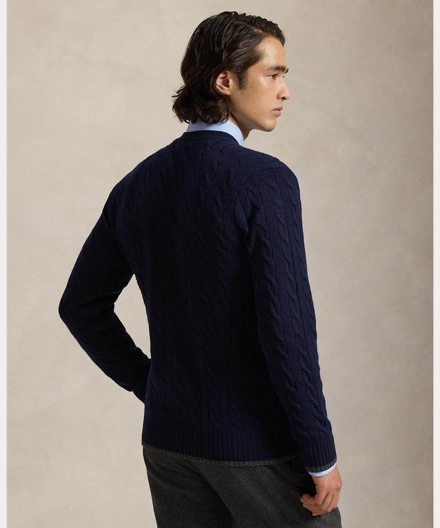 ポロ ラルフ ローレン POLO RALPH LAUREN ケーブルニット ウールカシミヤ カーディガン (400ブルー) 400ブルー