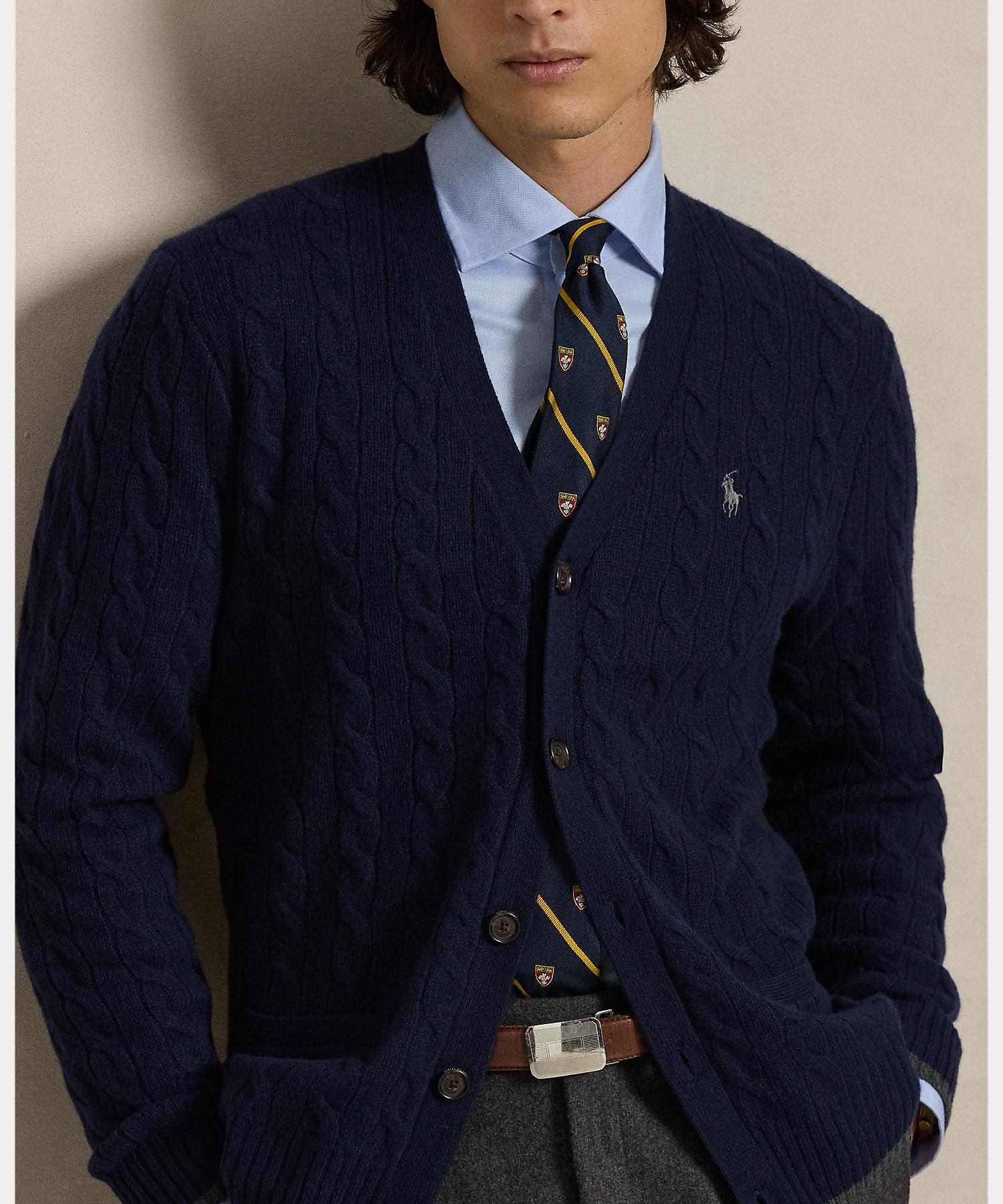 ポロ ラルフ ローレン POLO RALPH LAUREN ケーブルニット ウールカシミヤ カーディガン (400ブルー) 400ブルー