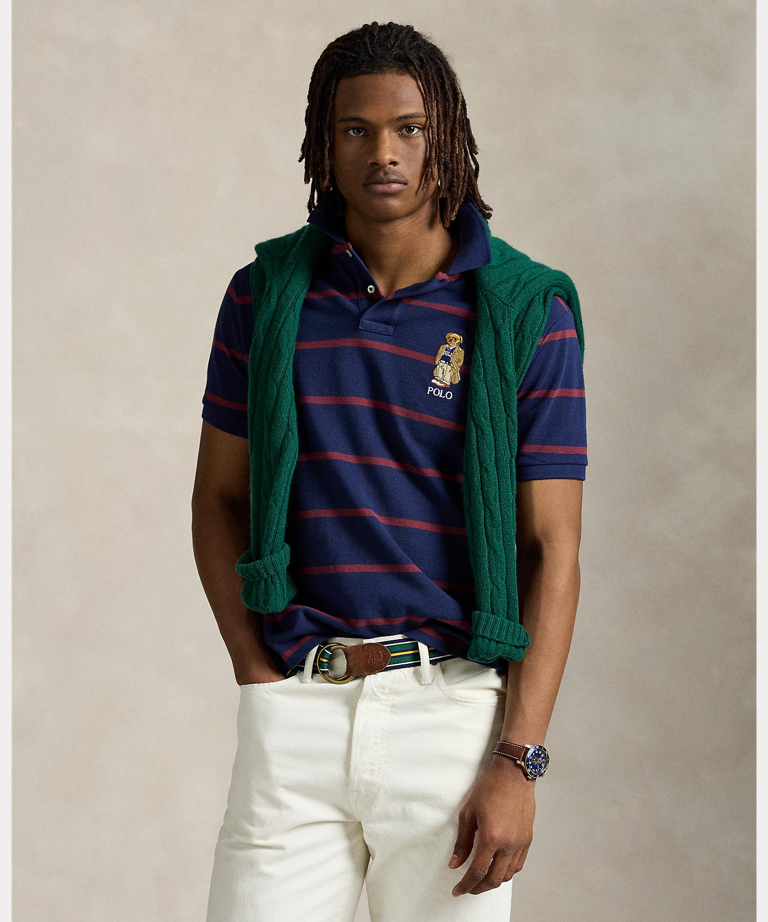 ポロ ラルフ ローレン POLO RALPH LAUREN カスタム スリム フィット ベア メッシュ ポロシャツ (410ネイビー) 410ネイビー