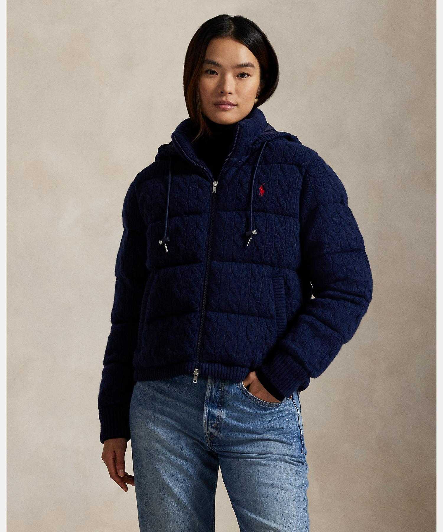 ポロ ラルフ ローレン POLO RALPH LAUREN ケーブルニット ウールカシミヤ キルテッド ジャケット (410ネイビー) 410ネイビー