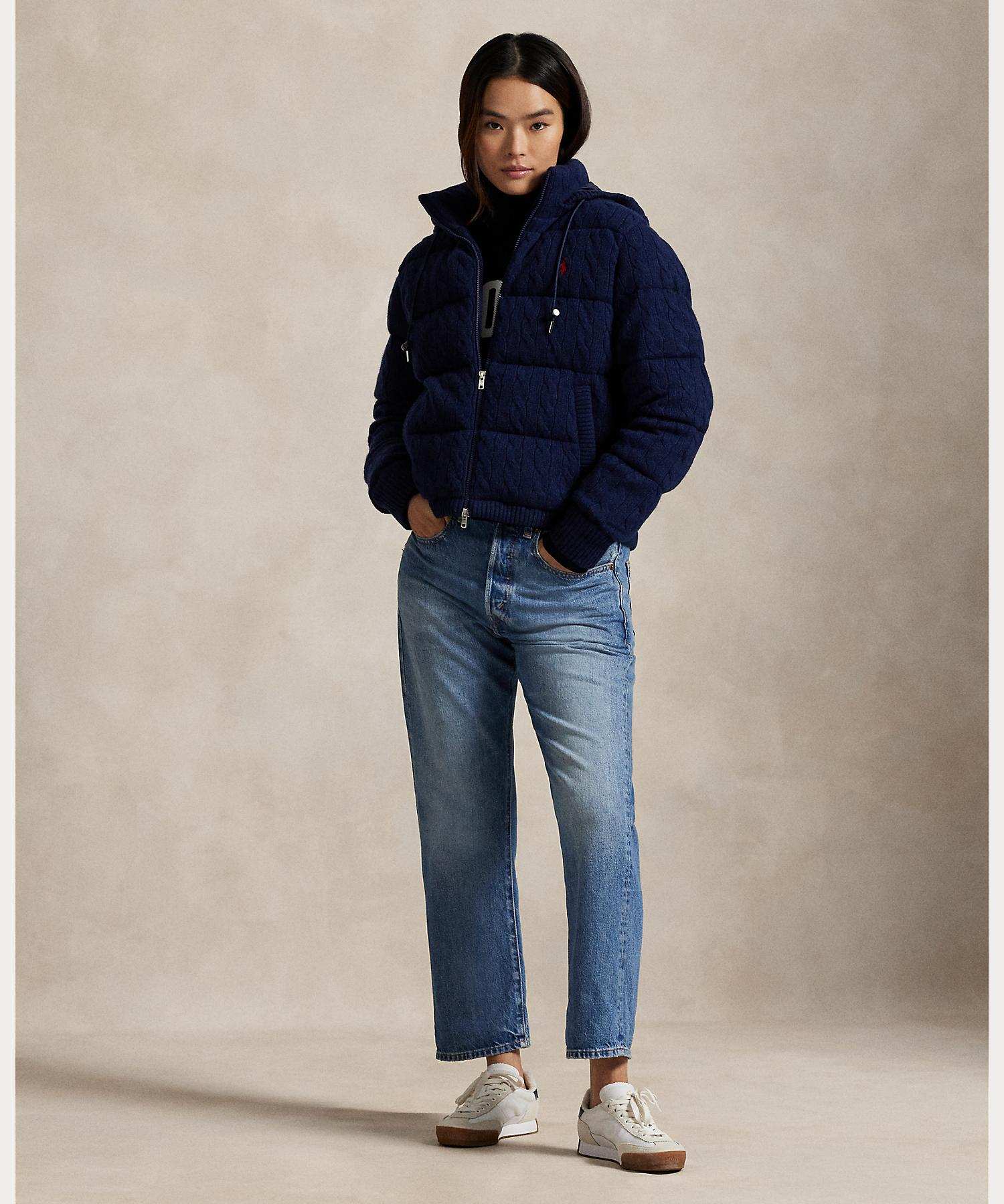 ポロ ラルフ ローレン POLO RALPH LAUREN ケーブルニット ウールカシミヤ キルテッド ジャケット (410ネイビー) 410ネイビー