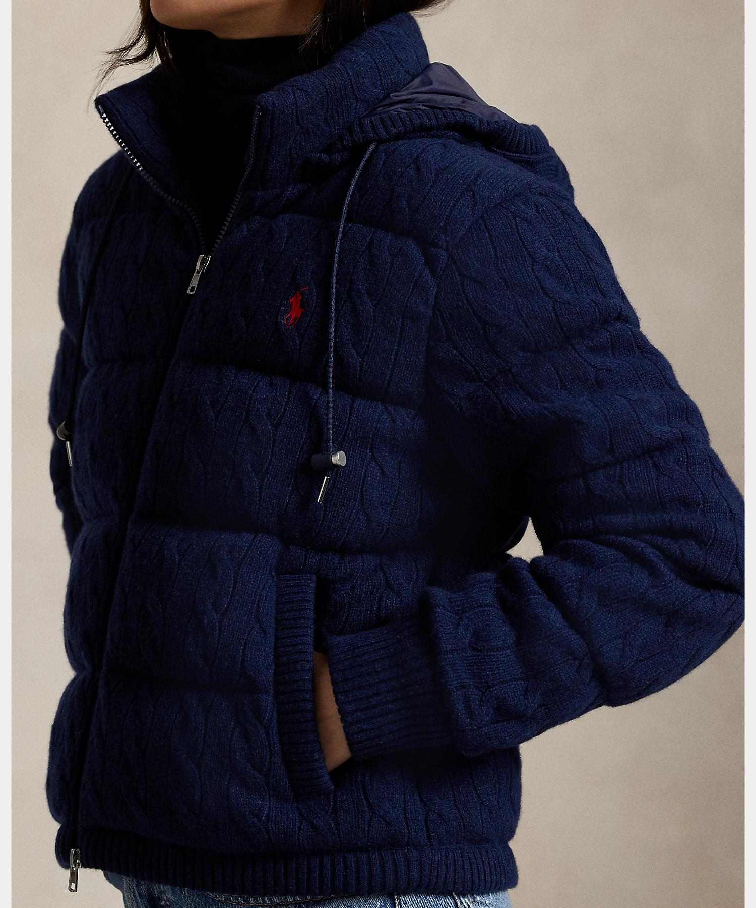 ポロ ラルフ ローレン POLO RALPH LAUREN ケーブルニット ウールカシミヤ キルテッド ジャケット (410ネイビー) 410ネイビー