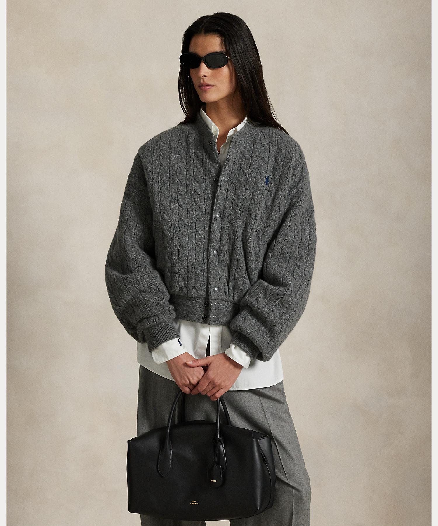 ポロ ラルフ ローレン POLO RALPH LAUREN ケーブルニット ウールカシミヤ ボンバー ジャケット (020グレー) 020グレー