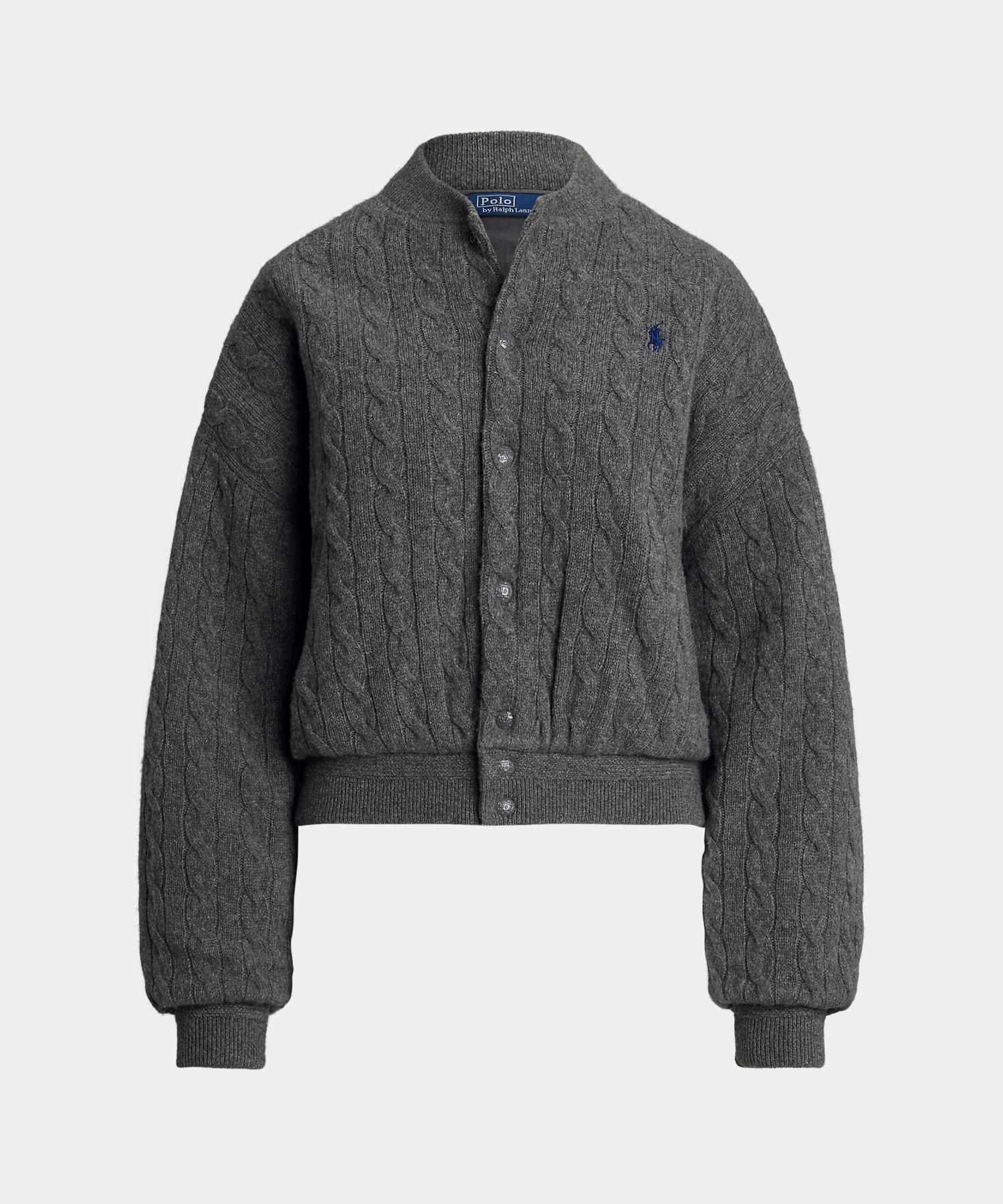 ポロ ラルフ ローレン POLO RALPH LAUREN ケーブルニット ウールカシミヤ ボンバー ジャケット (020グレー) 020グレー