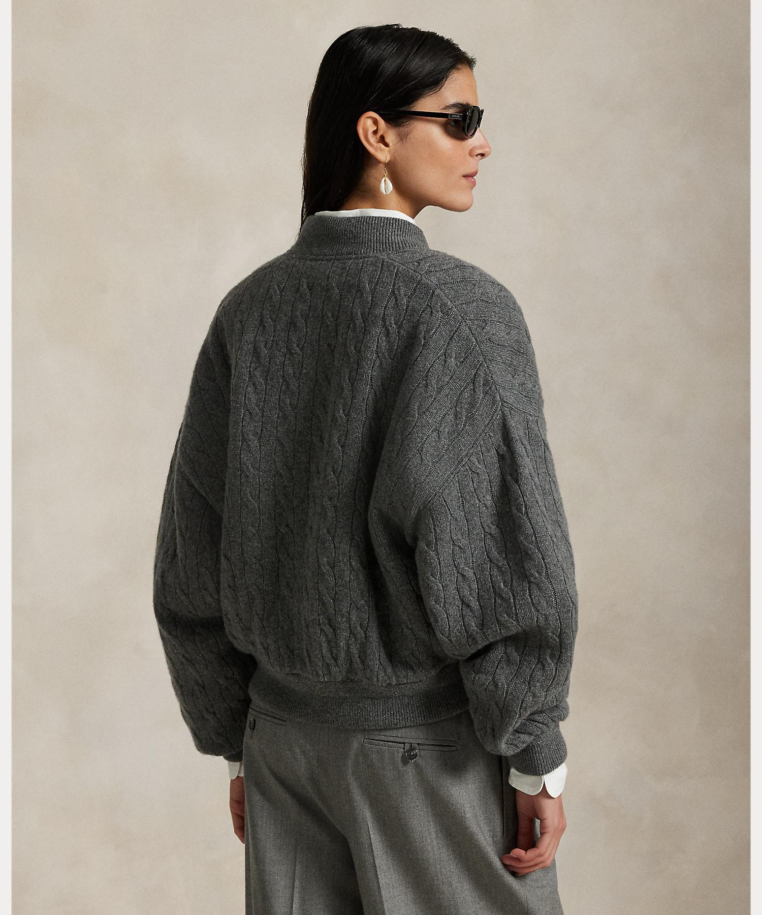 ポロ ラルフ ローレン POLO RALPH LAUREN ケーブルニット ウールカシミヤ ボンバー ジャケット (020グレー) 020グレー