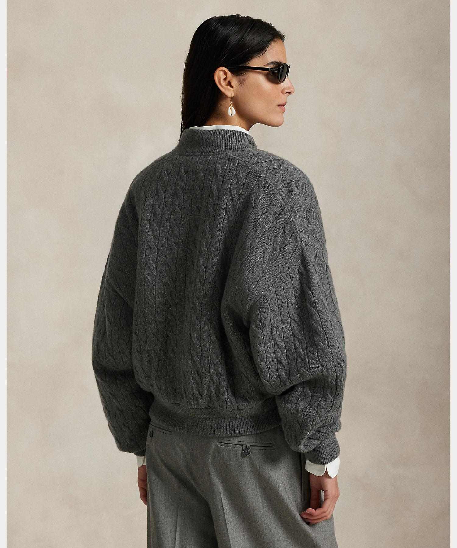 ポロ ラルフ ローレン POLO RALPH LAUREN ケーブルニット ウールカシミヤ ボンバー ジャケット (020グレー) 020グレー