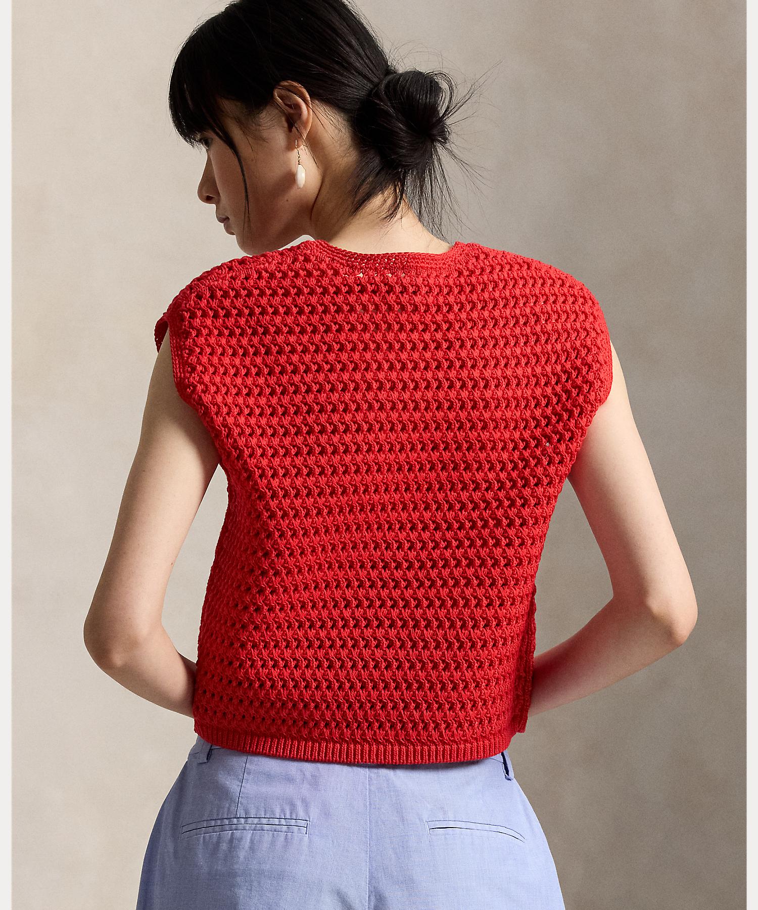 ポロ ラルフ ローレン POLO RALPH LAUREN Big Pony クロシェイド コットン セーター (600レッド) 600レッド