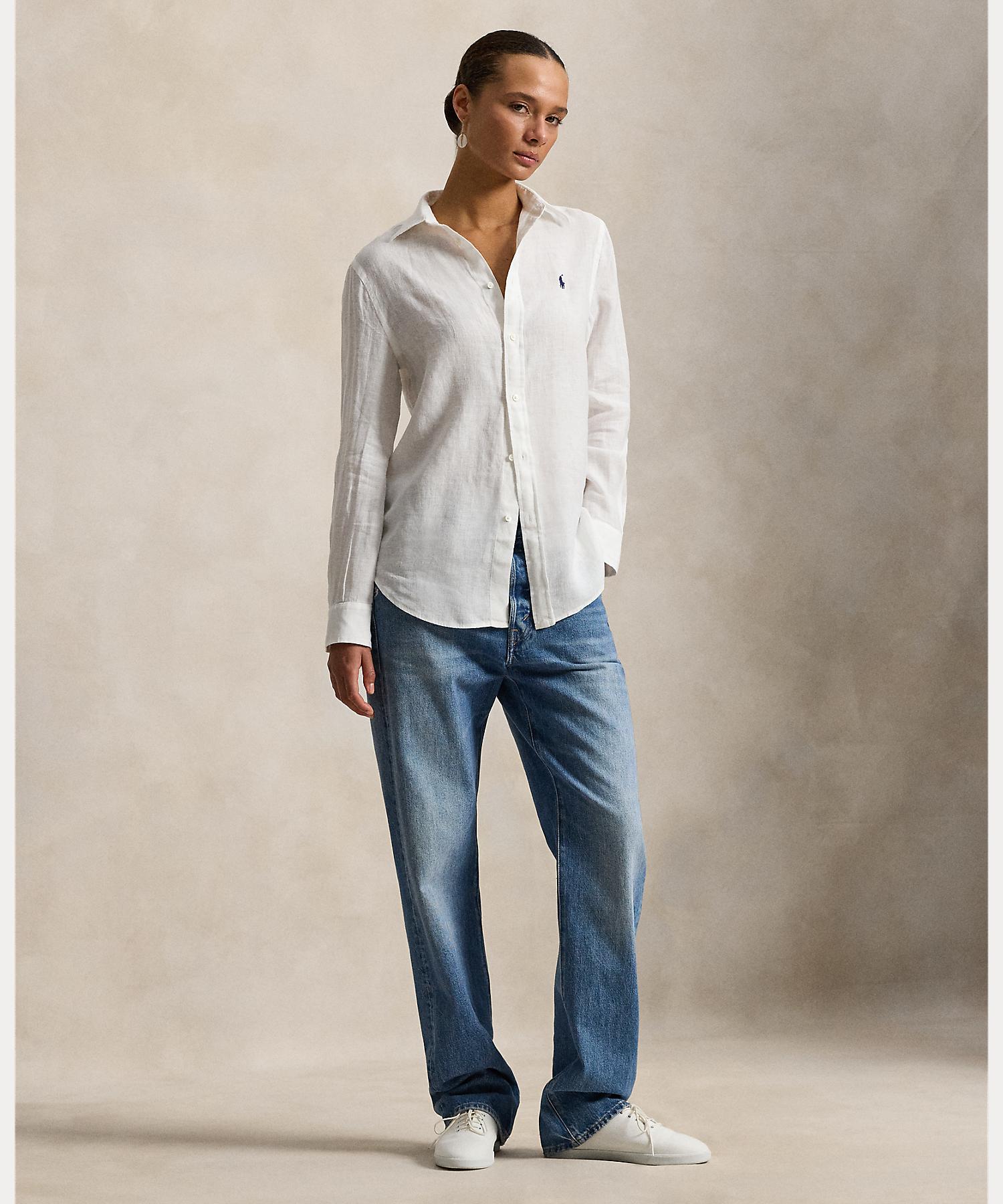 ポロ ラルフ ローレン POLO RALPH LAUREN クラシック フィット リネン シャツ (100ホワイト) 100ホワイト