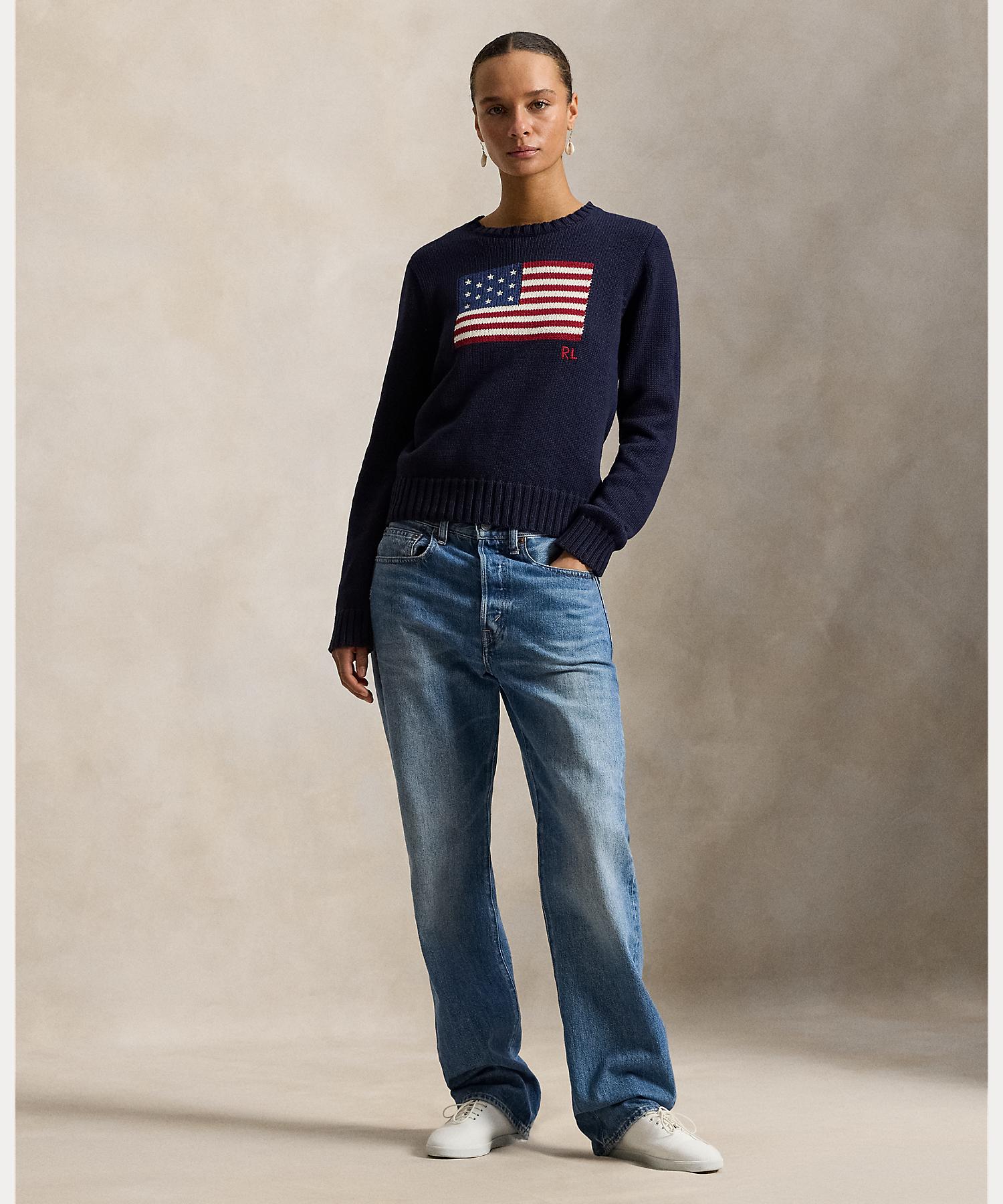 ポロ ラルフ ローレン POLO RALPH LAUREN フラッグ コットン クルーネック セーター (410ネイビー) 410ネイビー