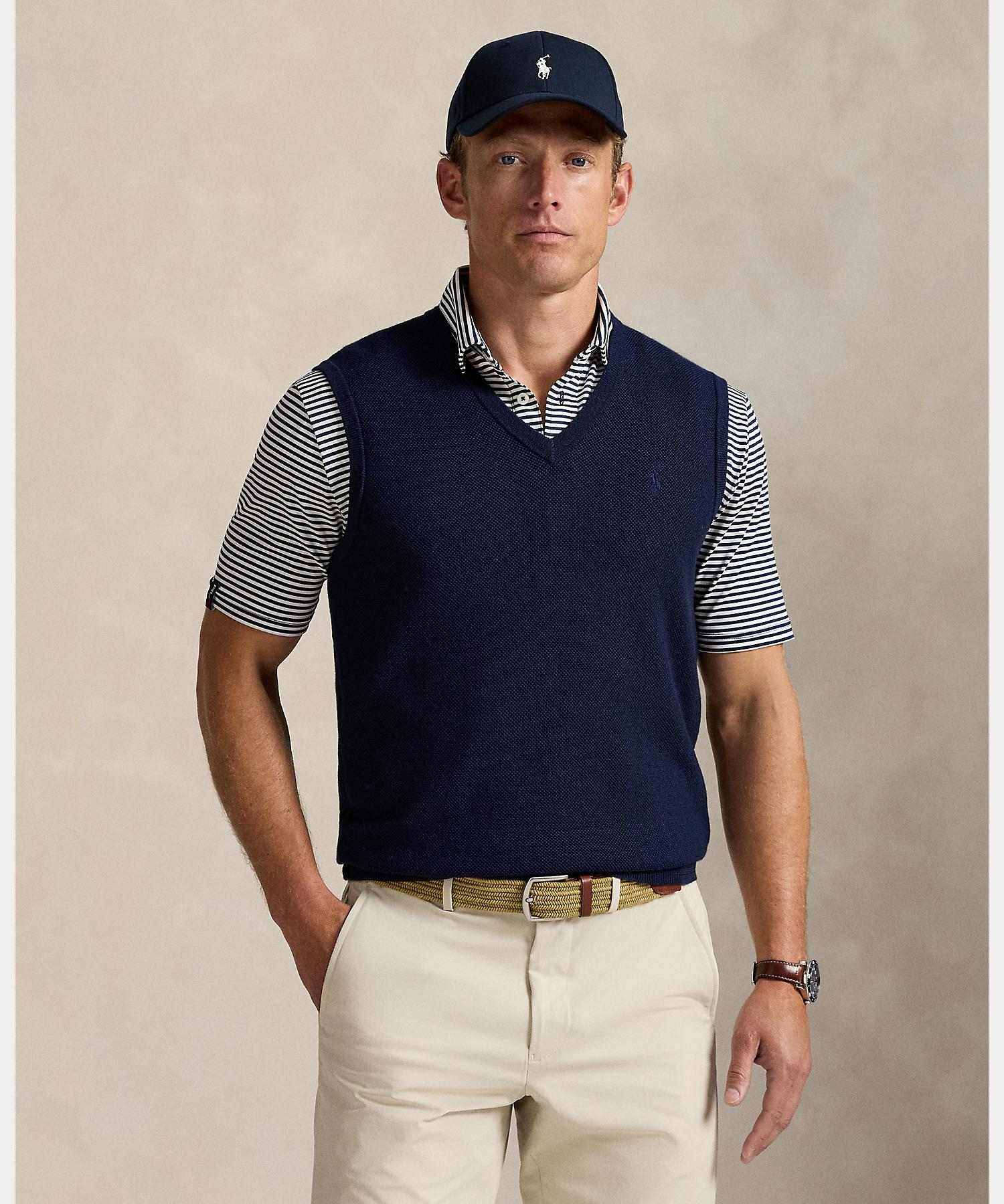 Polo Ralph Lauren ネイビー Vネック ベスト NWT Polo Ralph Lauren Solid NAVY BLUE 100% Cotton Cable Knit V