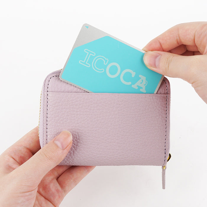 ポップフル popful 本革 ラウンドファスナー カードケース スキミング防止 ジャバラ(キャメル) キャメル