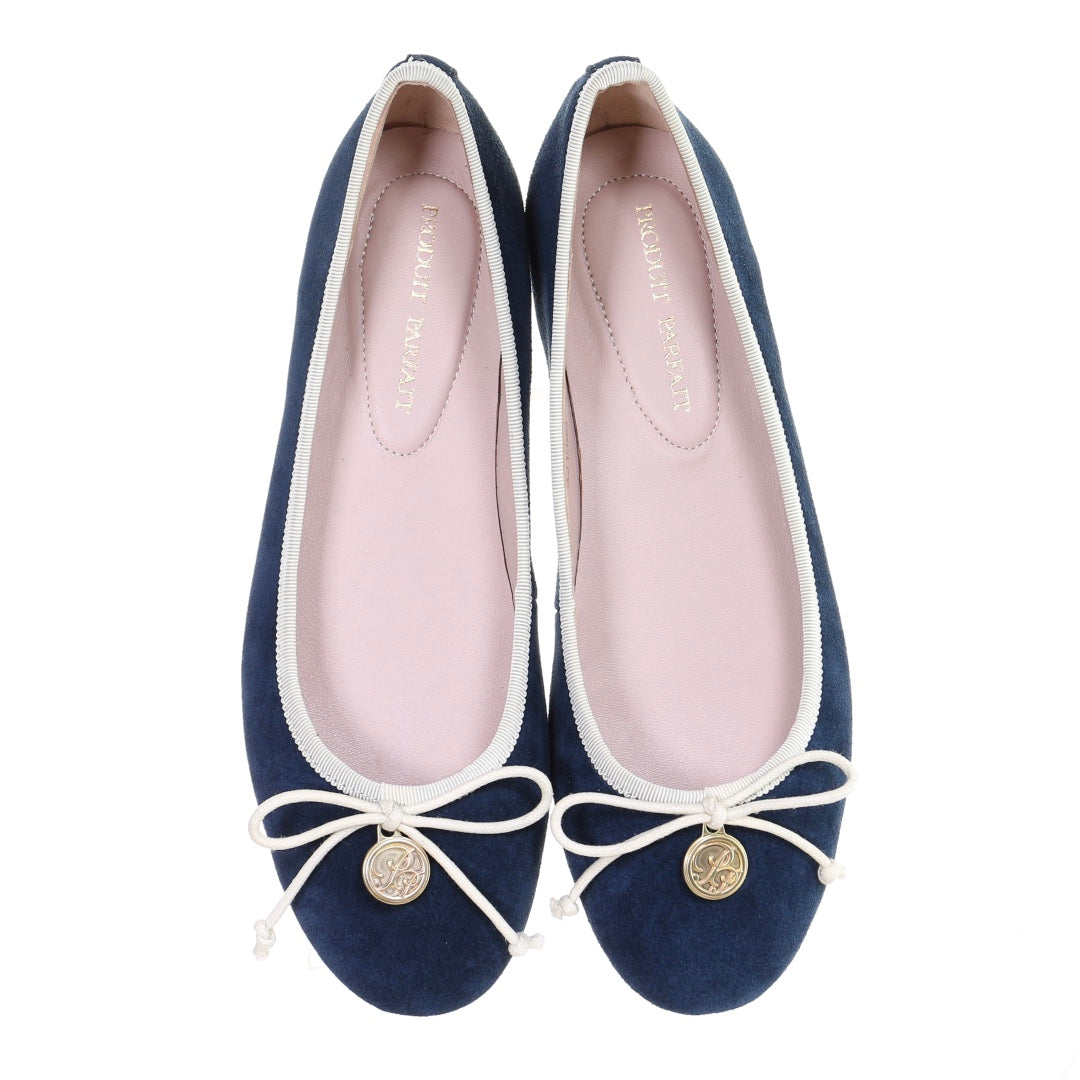 プロデュイ パルフェ PRODUIT PARFAIT スエード バレエシューズ,ネイビー