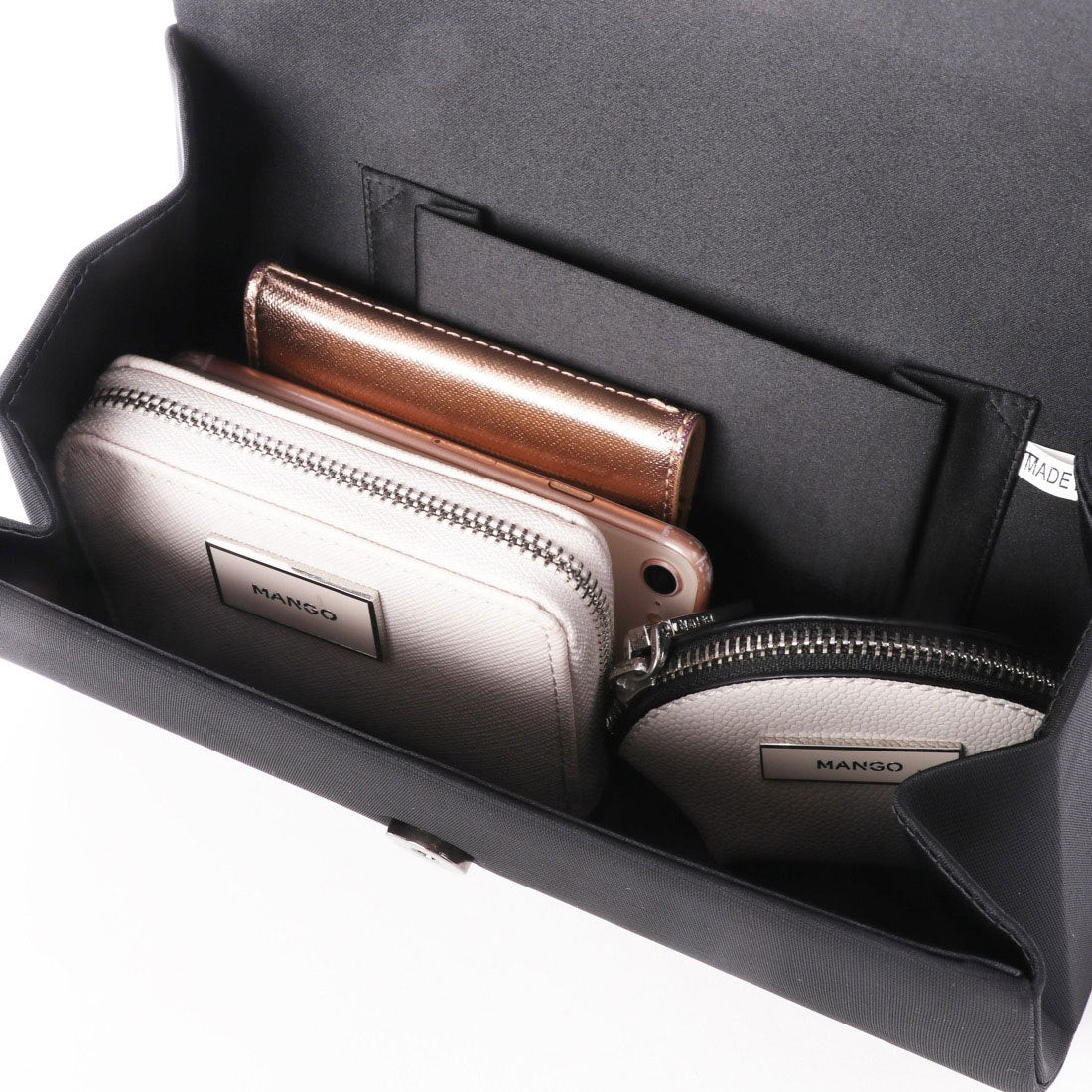 プレンドレ ラ ジョア prendre la joie 【Prendre la joie】喪服・礼服 サテン切り替え波型ブラックフォーマルバッグ