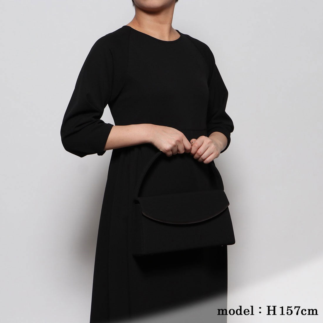 プレンドレ ラ ジョア prendre la joie 喪服・礼服 横長シンプル切替ブラックフォーマルバッグ (ブラック) ブラック