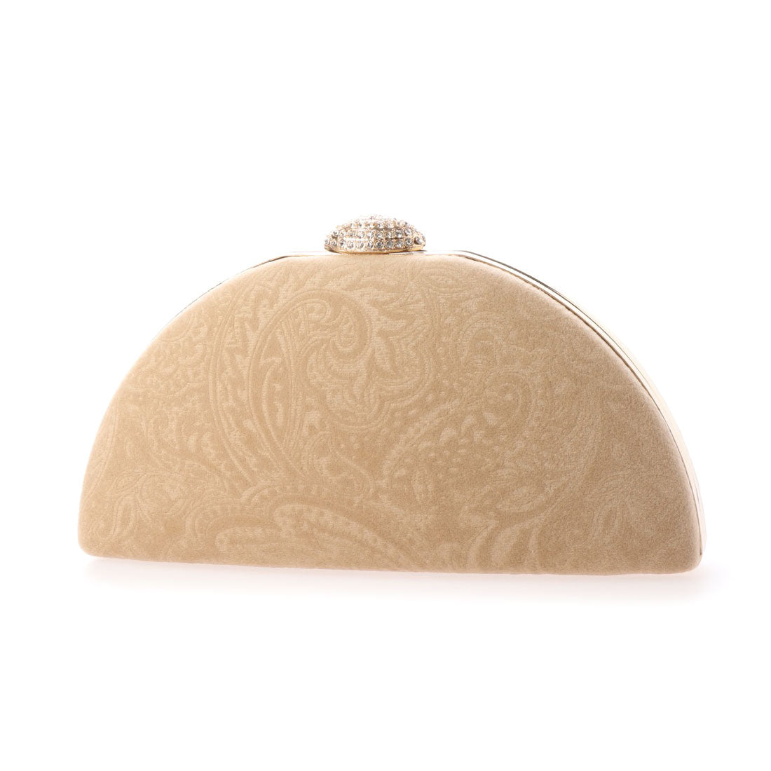 Prendre la Joie Velour embossed half moon clutch party bag