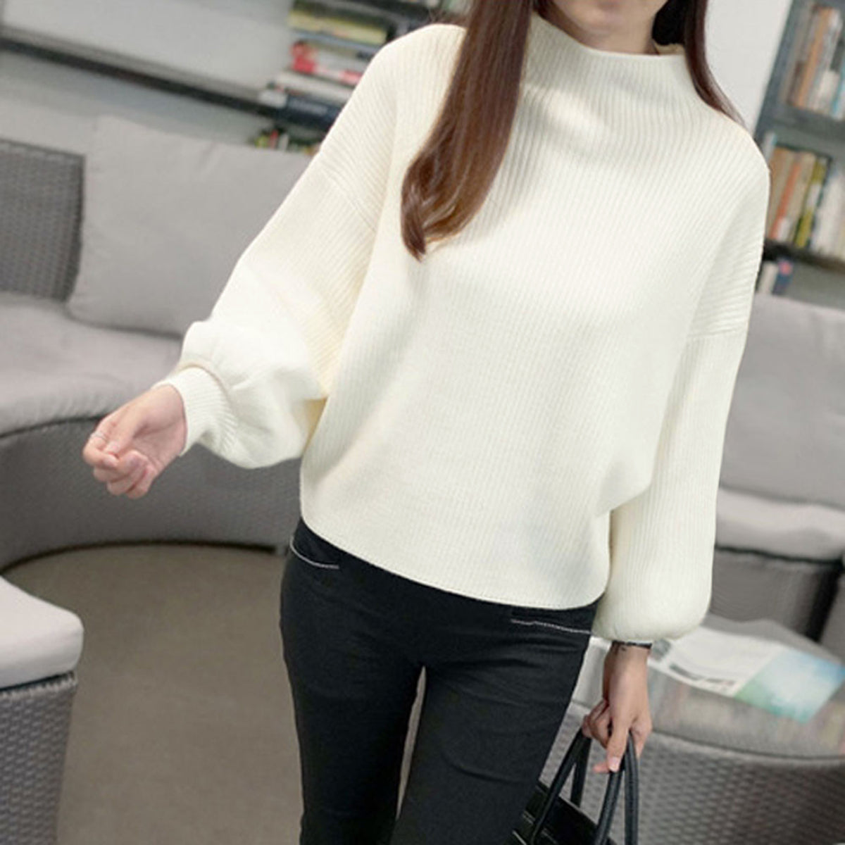 プライベートビーチ privatebeach ボリュームスリーブニットトップス (ブラック) ブラック