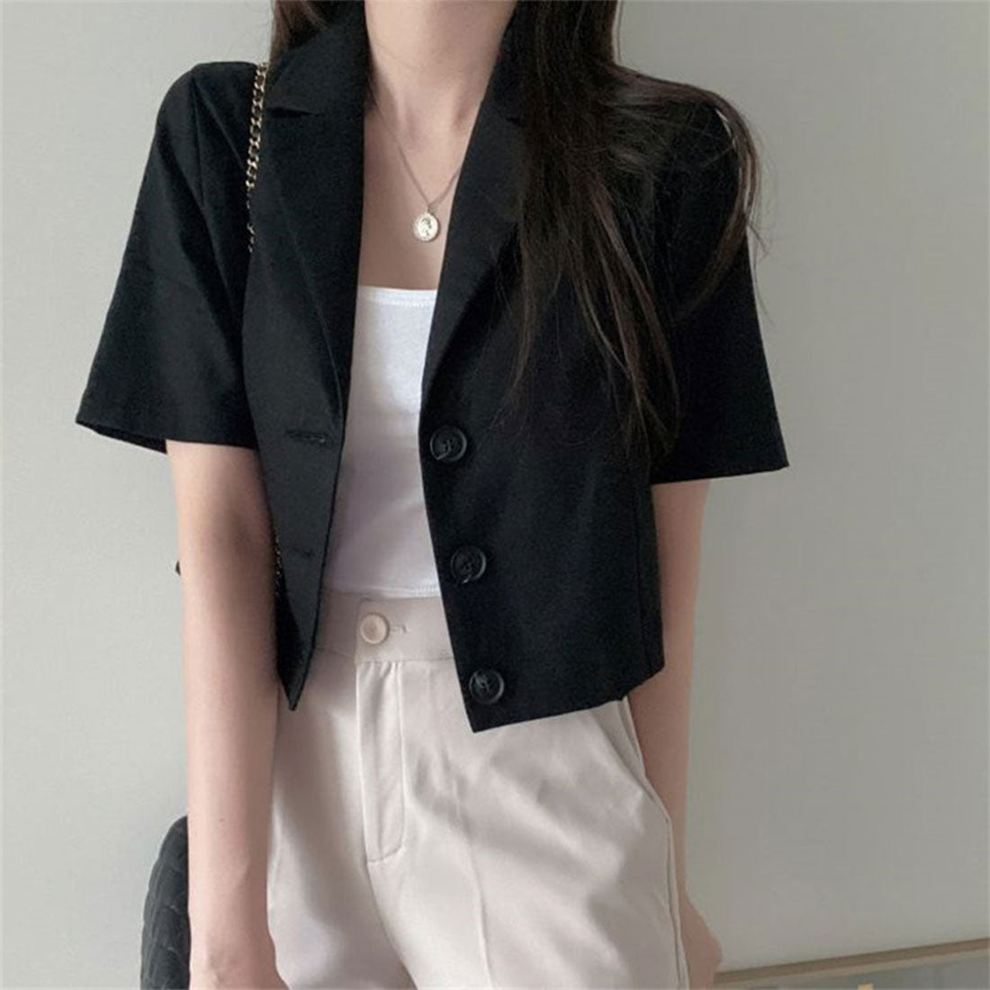 プライベートビーチ privatebeach 麻ライクショート丈テーラージャケット (ブラック) ブラック