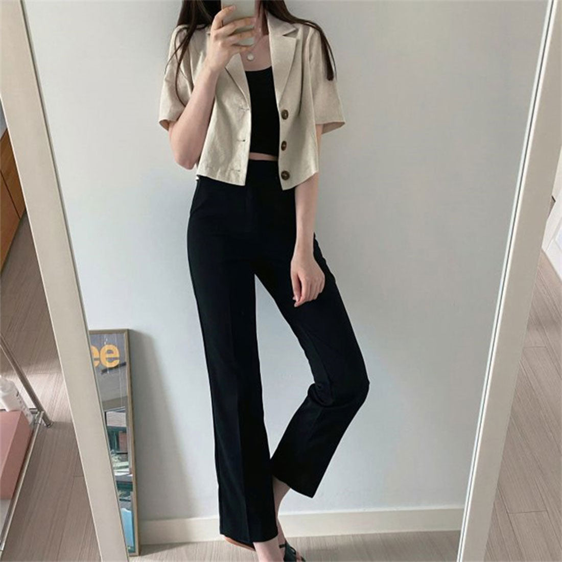 プライベートビーチ privatebeach 麻ライクショート丈テーラージャケット (ブラック) ブラック