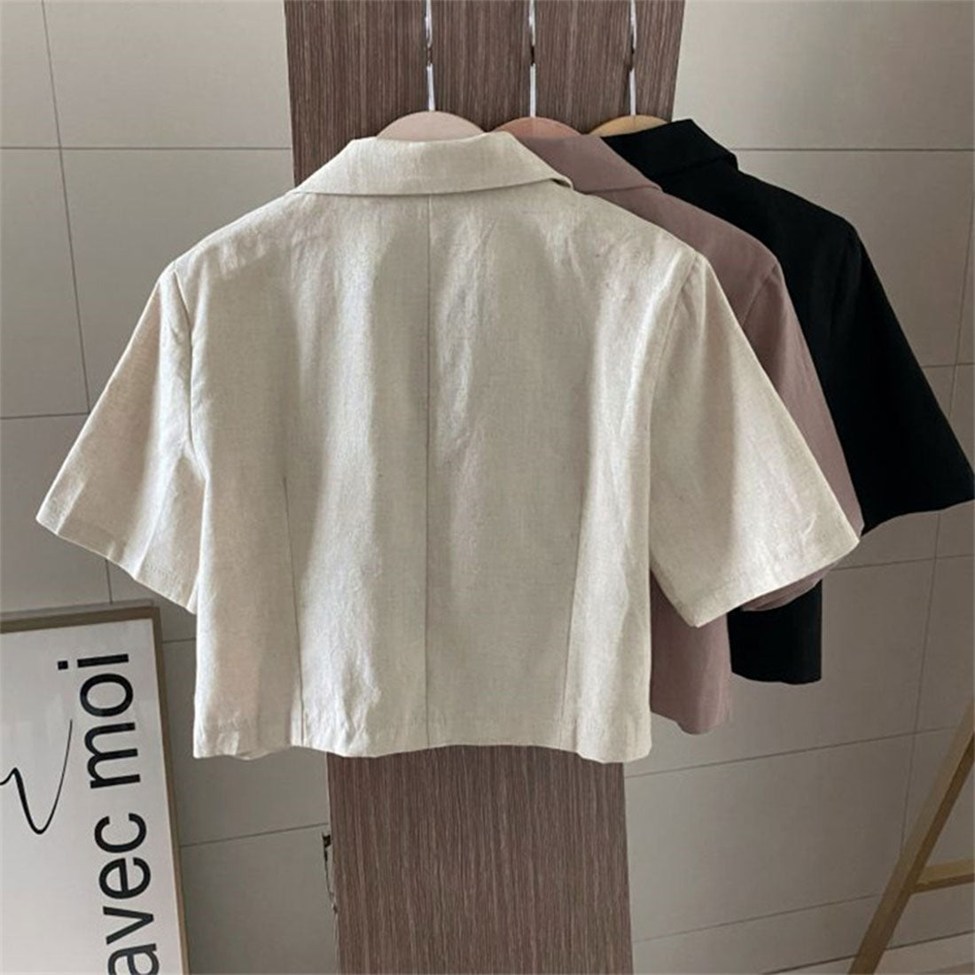 プライベートビーチ privatebeach 麻ライクショート丈テーラージャケット (ブラック) ブラック