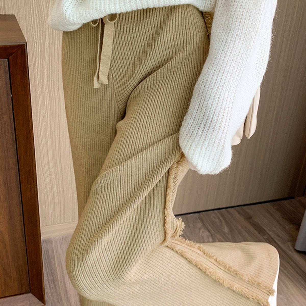Private Beach Privatebeach Side Fringe Knit Wide Pants