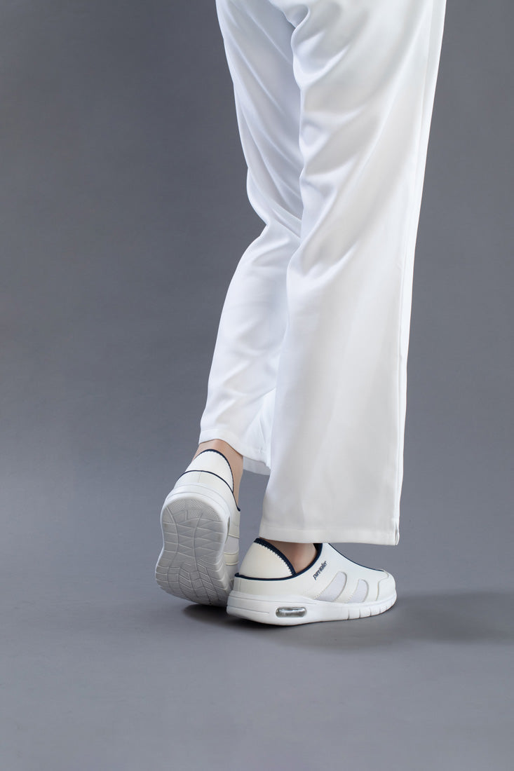 ピュアウォーカー pure walker レディース スニーカー 2wayスリッポン PW1501 ナースシューズ シンプル 病院 軽量 歩きやすい (ネイビー) ネイビー