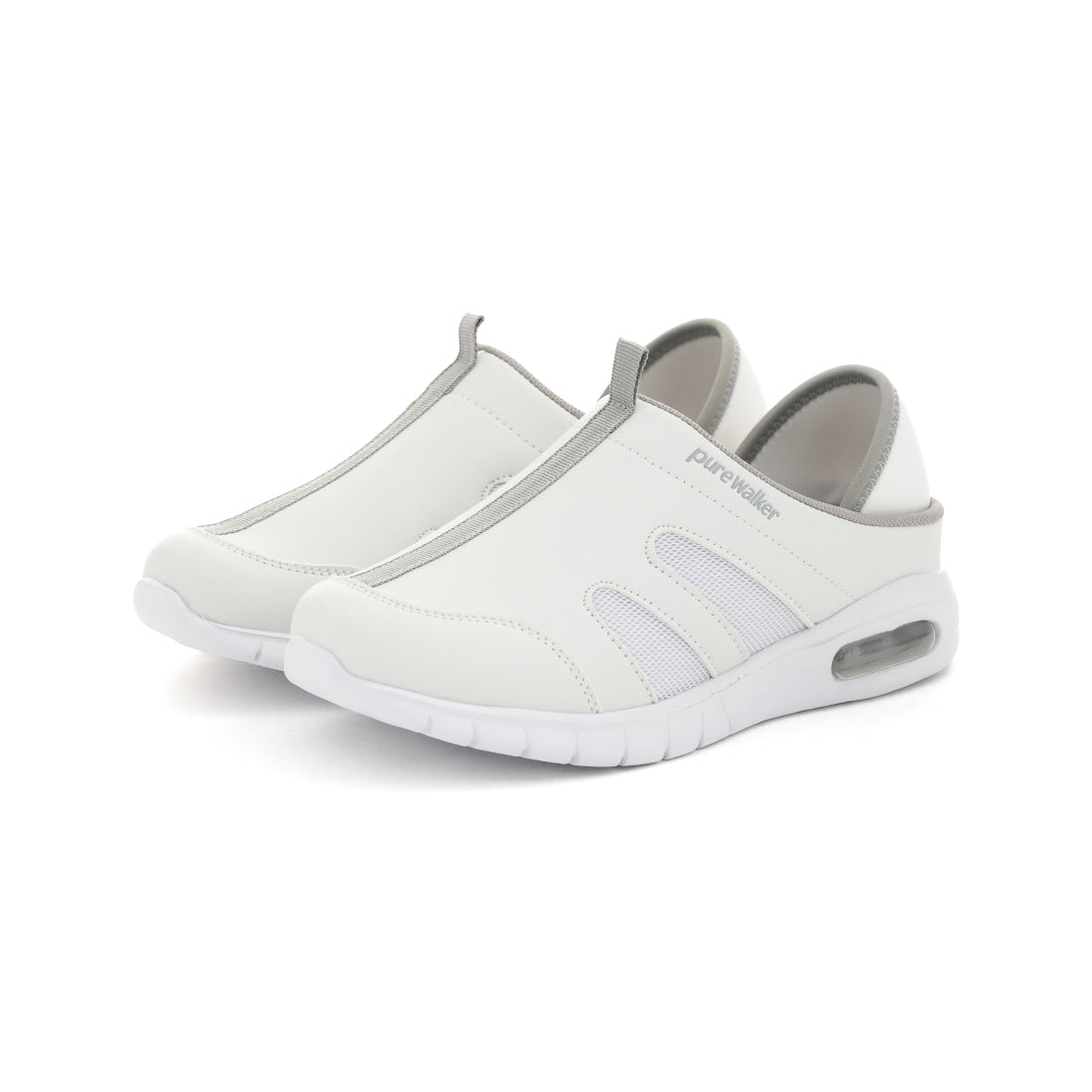 ピュアウォーカー pure walker レディース スニーカー 2wayスリッポン PW1501 ナースシューズ シンプル 病院 軽量 歩きやすい (グレー) グレー