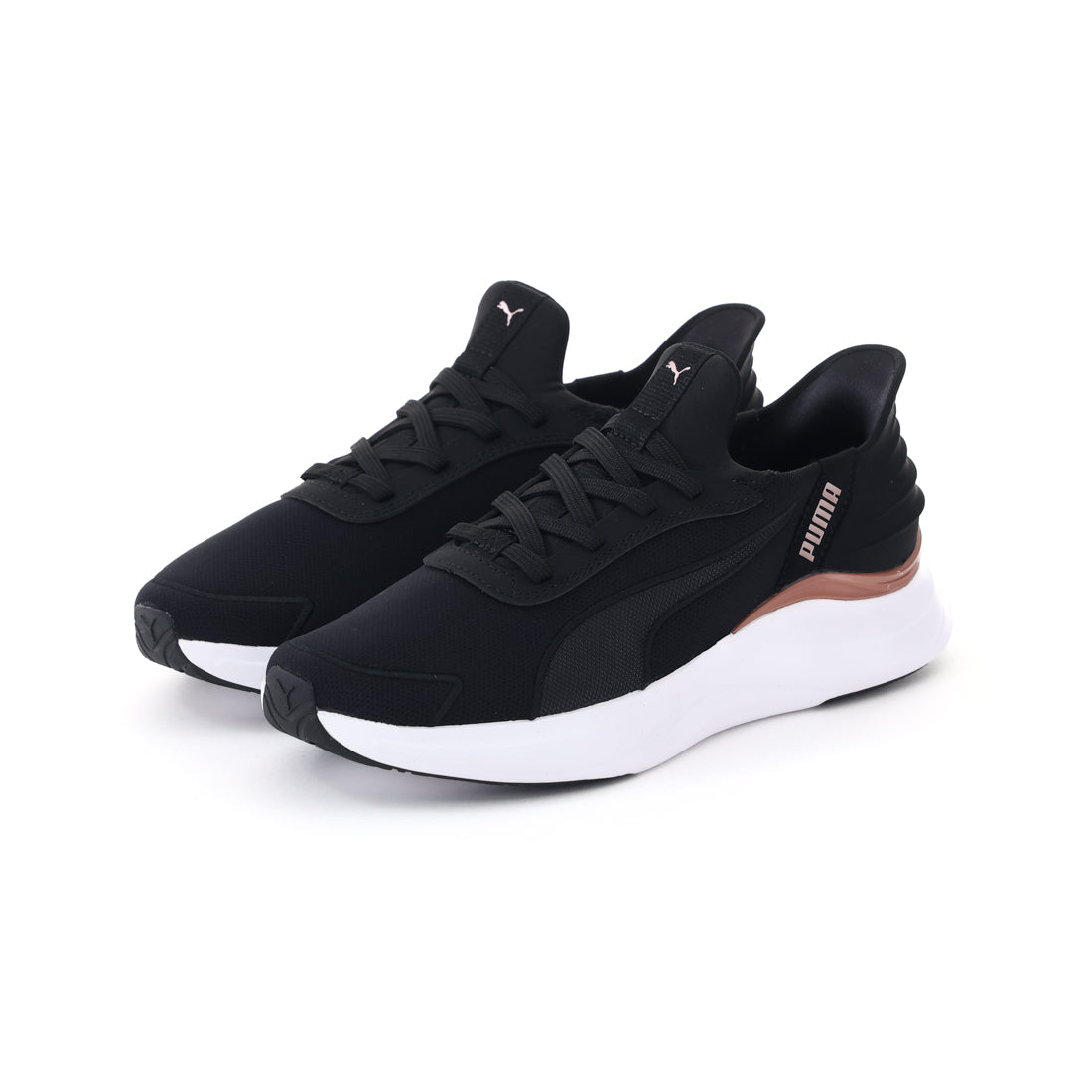 プーマ PUMA レディース スニーカー ハンズフリー スリッポン ソフトライドハーモニーレースイーズイン 31267 スポーツ (Pブラック/Rゴールド(02)) Pブラック/Rゴールド(02)