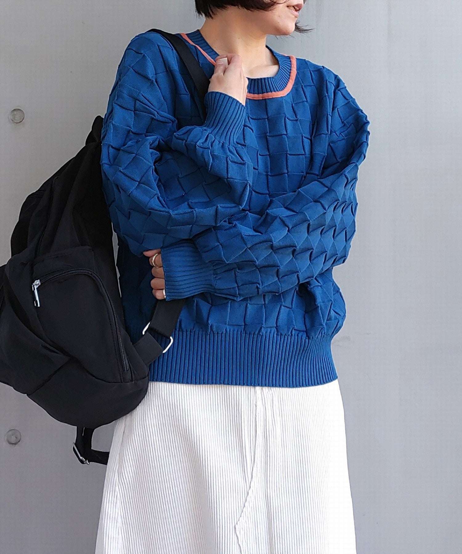 キュー Q ダンボールリンクス柄ニット (ターコイズ) ターコイズ