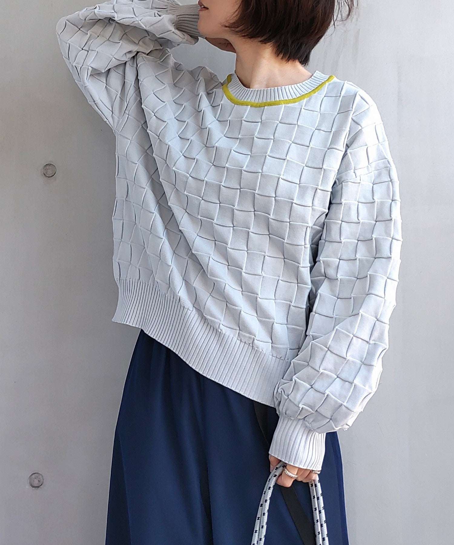 キュー Q ダンボールリンクス柄ニット (ライトグレー) ライトグレー