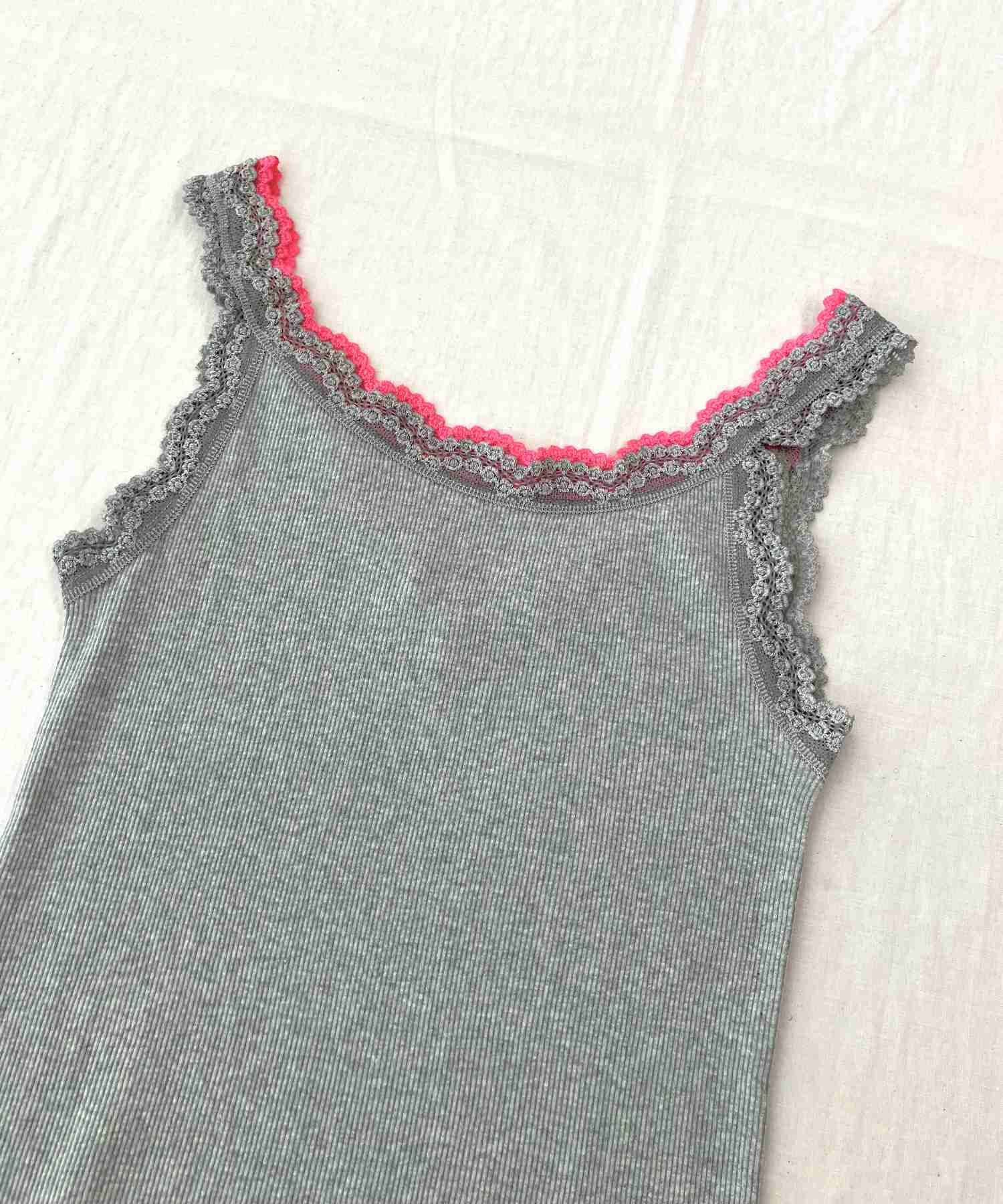 キュー Q バイカラーテレコタンク (ライトグレー) ライトグレー