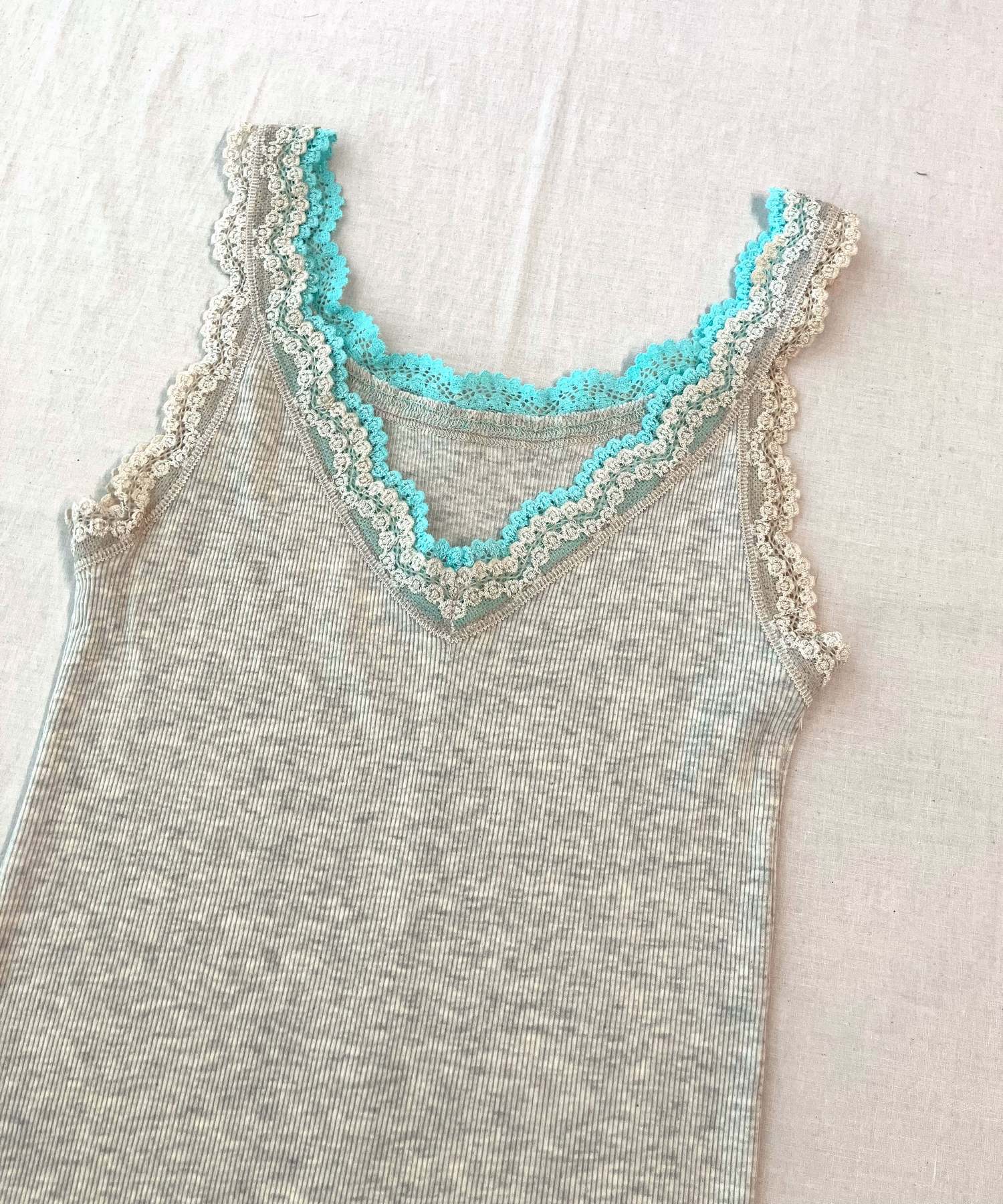 キュー Q バイカラーテレコタンク (アイボリー) アイボリー