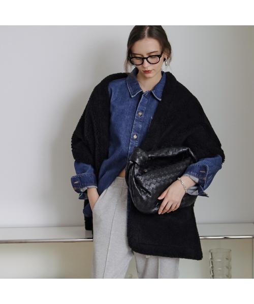 クチューム QTUME QTUME ケープ 24516 テディライク ボア×スウェード (88/ブラック) 88/ブラック