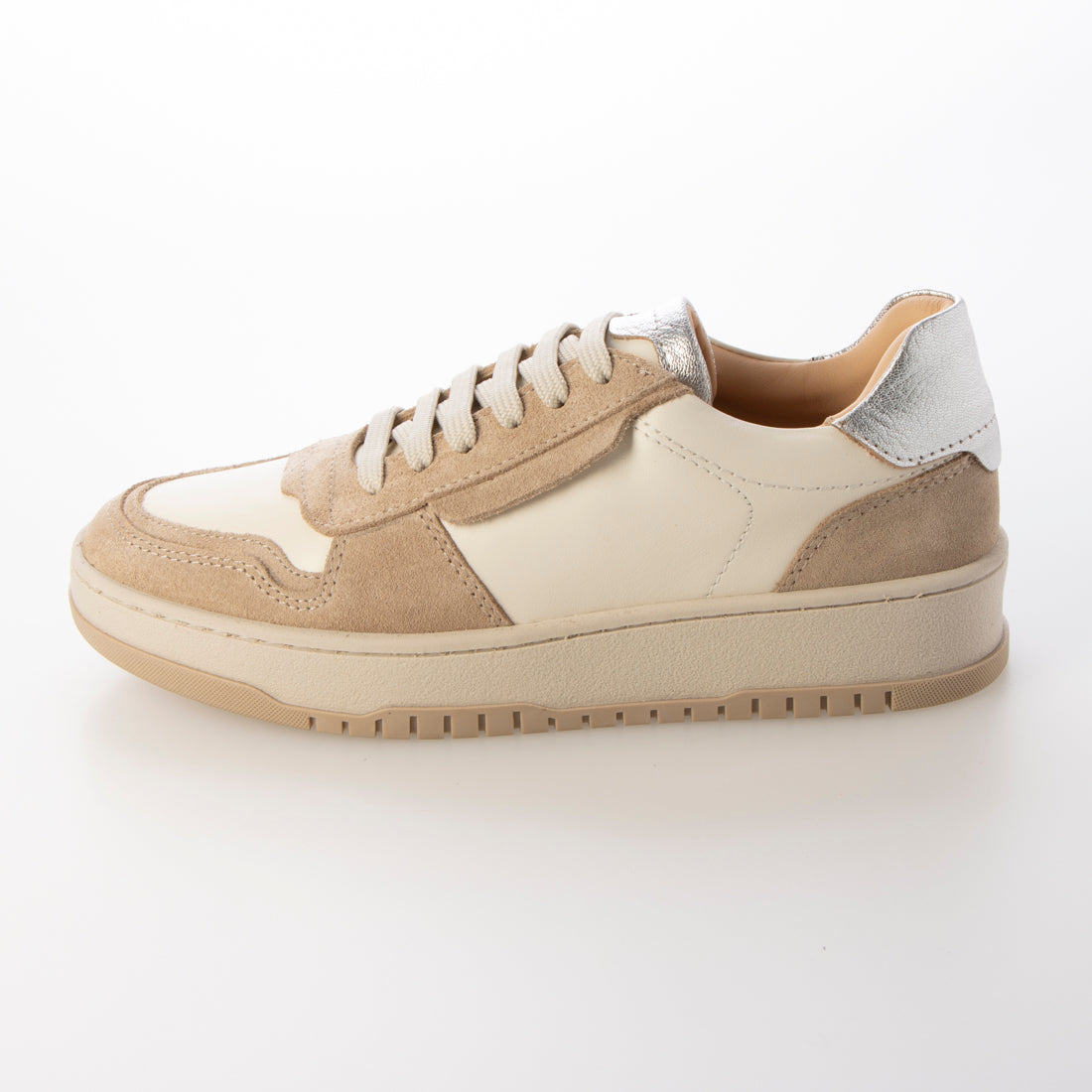 クシェリ QUSHELI 異素材コンビレースアップスニーカー