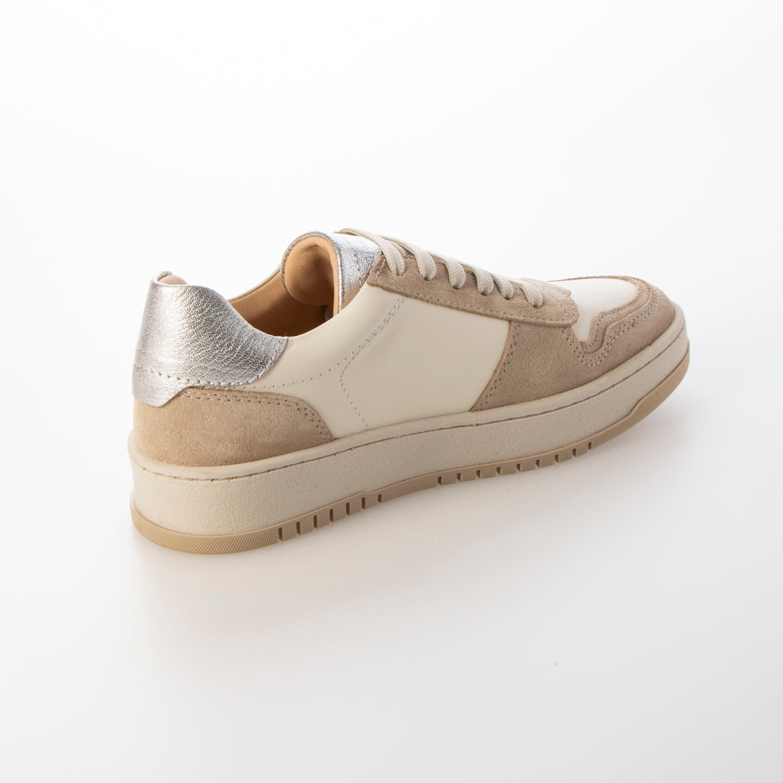 クシェリ QUSHELI 異素材コンビレースアップスニーカー