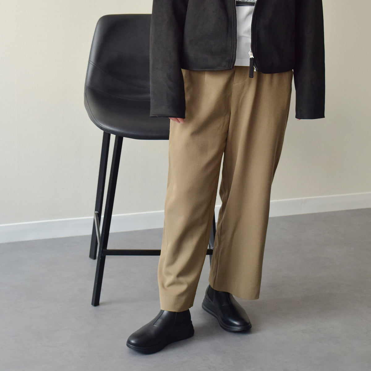 ラウンドアバウト Round About サイドゴアブーティスニーカー (ブラック) ブラック