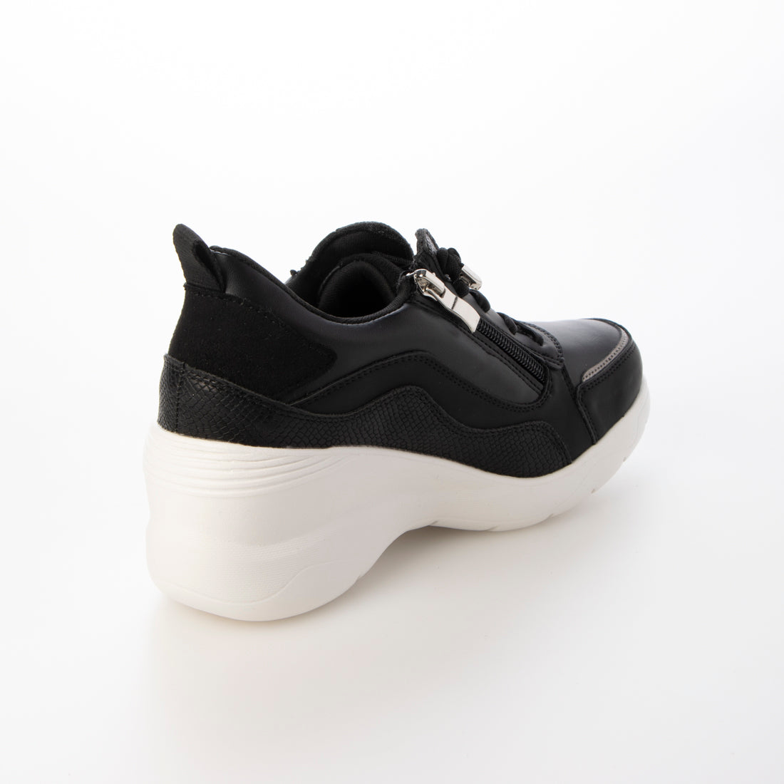 ラウンドアバウト Round About ヒールアップスニーカー (ブラックコンビ) ブラックコンビ