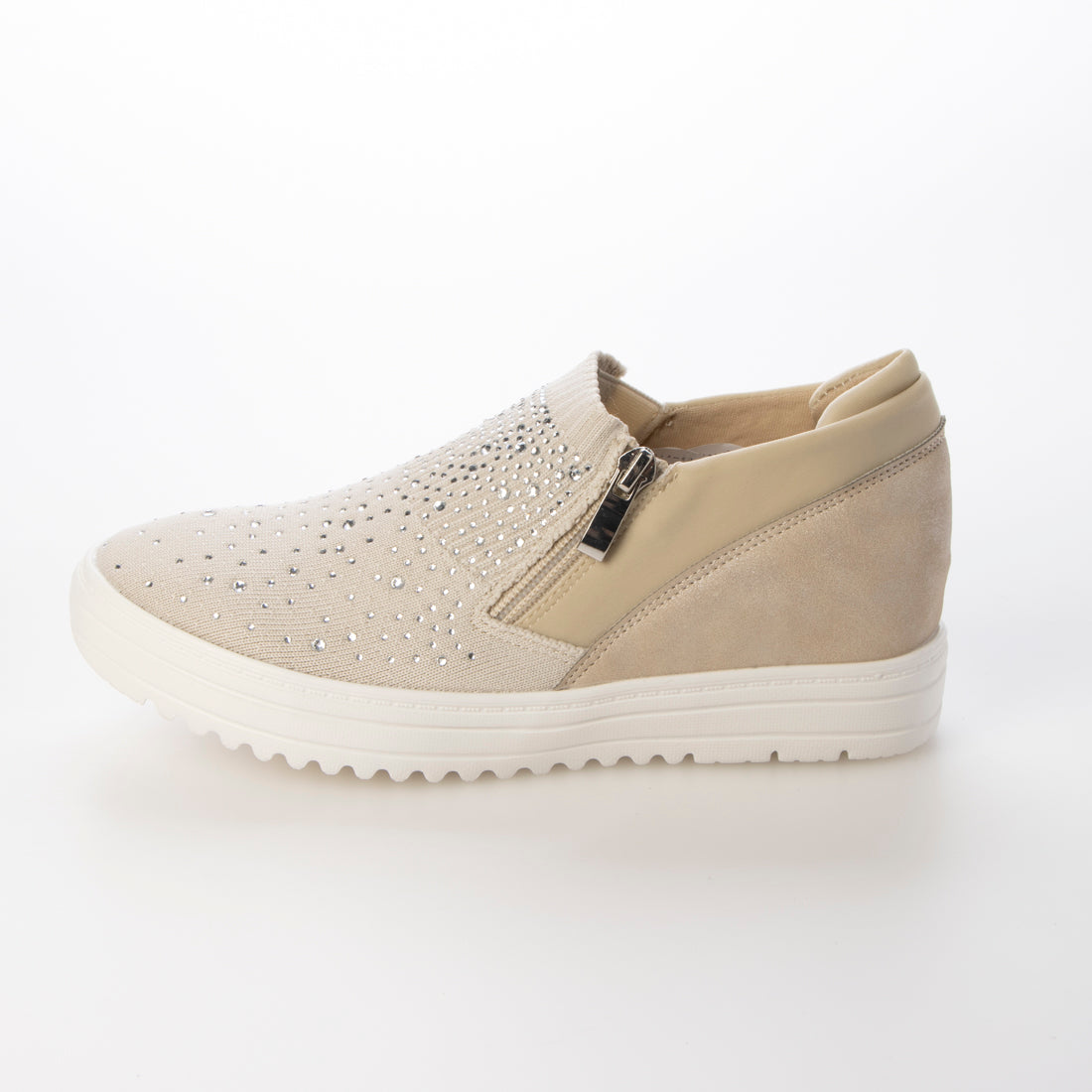 ラウンドアバウト Round About ラインストーンインヒールスニーカー (ホワイトコンビ) ホワイトコンビ