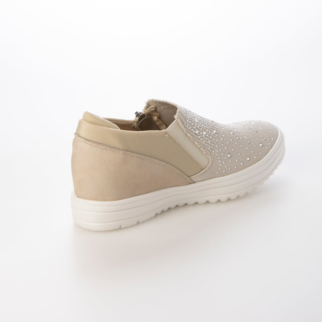 ラウンドアバウト Round About ラインストーンインヒールスニーカー (ホワイトコンビ) ホワイトコンビ