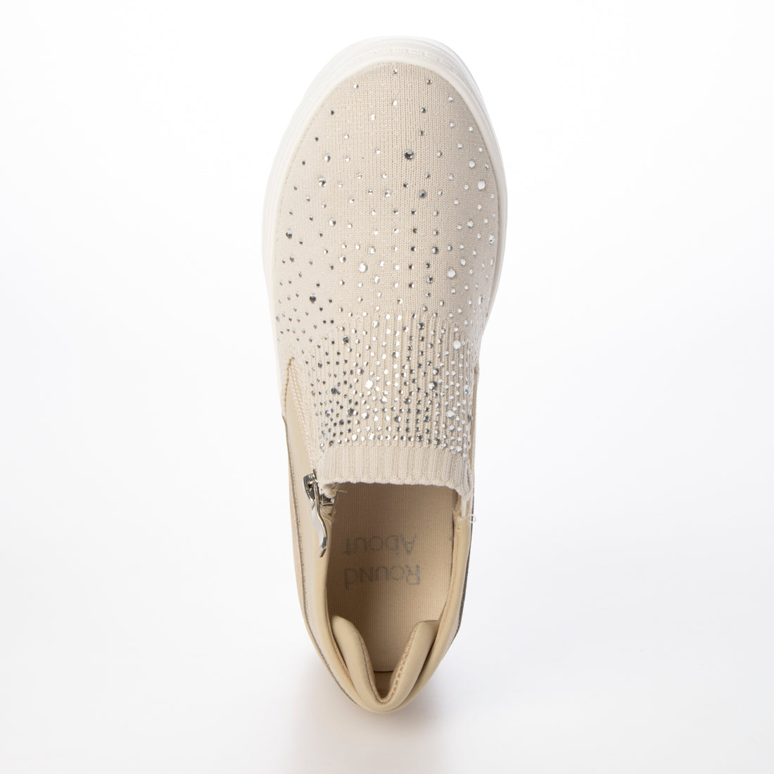 ラウンドアバウト Round About ラインストーンインヒールスニーカー (ホワイトコンビ) ホワイトコンビ