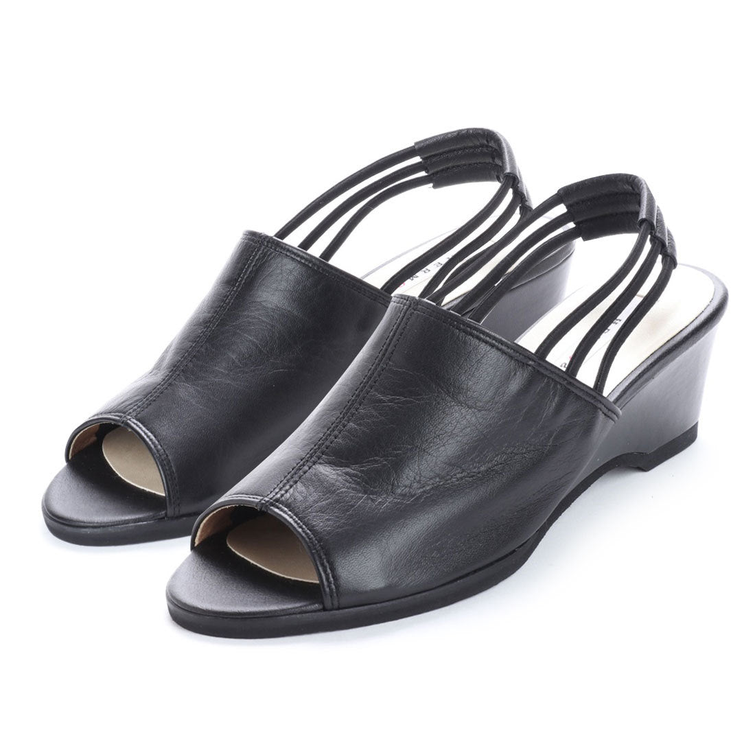 エレモーサ HERMOSA 【日本製】撥水加工本革 ゆったり3E幅 バッグバンドサンダル(ブラック) ブラック