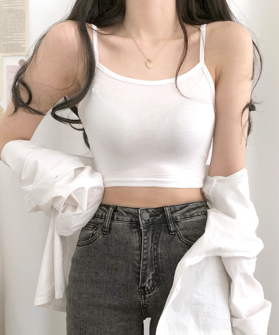 リフ Riff クロップド丈キャミソール インナー ショート丈 へそ出し トップス カットソー ノースリーブ 半袖 無地