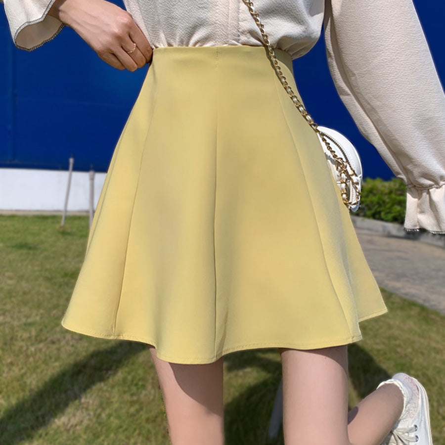 リフ Riff ふわりと広がるフレアデザイン ミニフレアスカート インナーパンツ付き インナーパンツ付 ショート丈スカート ハイウエスト ボトム ボトムス 無地