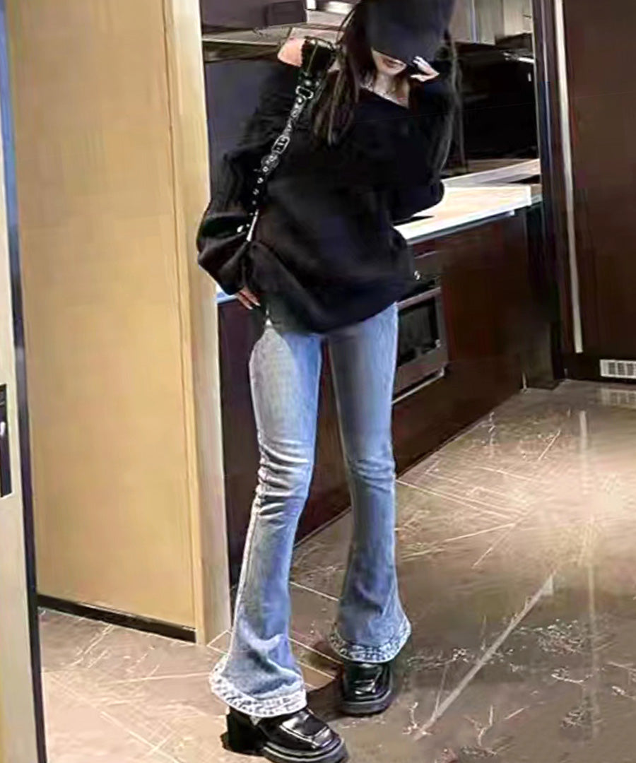 リフ Riff オフショルニットトップス オフショルダー オフタートル リブ編み リブニット セーター Tシャツ カットソー プルオーバー トップス 長袖 無地