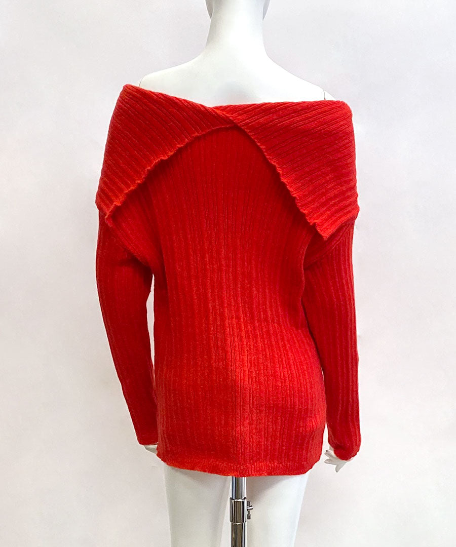 リフ Riff オフショルニットトップス オフショルダー オフタートル リブ編み リブニット セーター Tシャツ カットソー プルオーバー トップス 長袖 無地