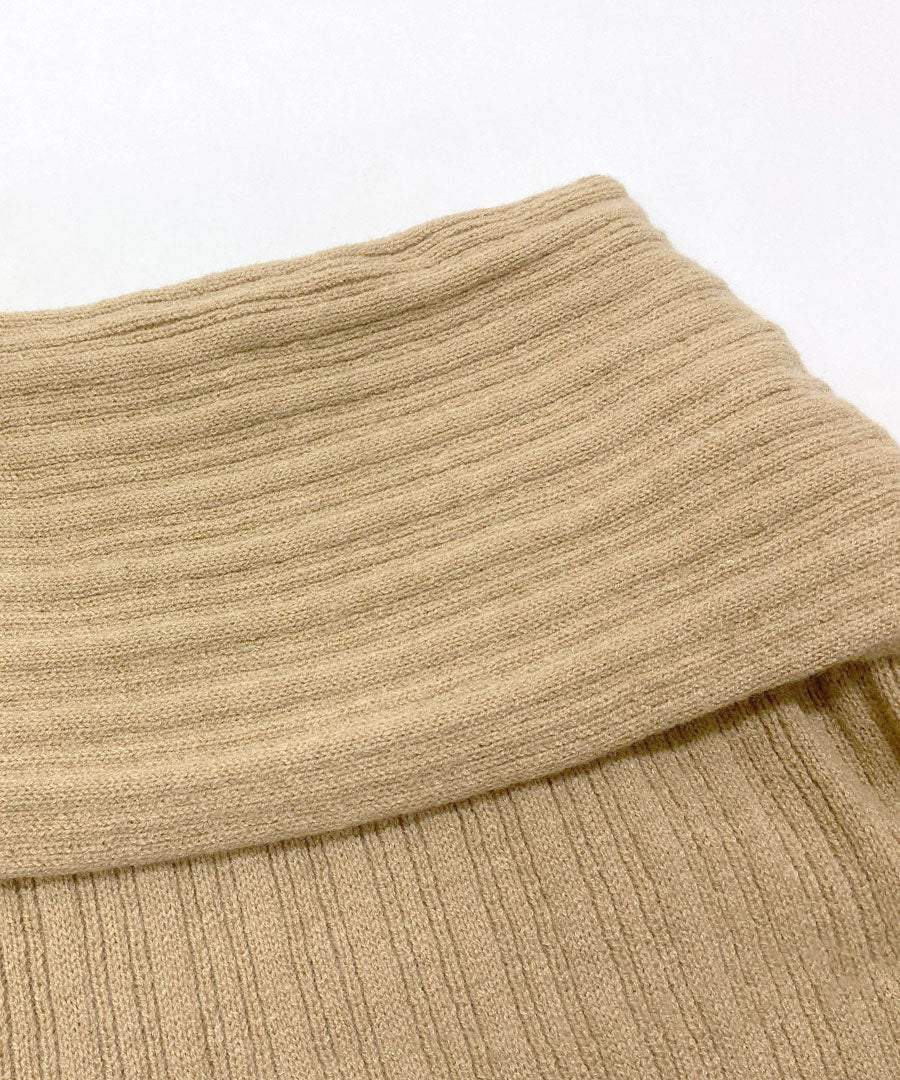 リフ Riff オフショルニットトップス オフショルダー オフタートル リブ編み リブニット セーター Tシャツ カットソー プルオーバー トップス 長袖 無地